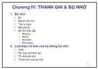 Bài giảng môn Kiến trúc máy tính - Chương 4 Thanh ghi & bộ nhớ