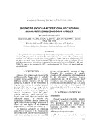 Synthesis and characterization of chitosan nanoparticles used as drug carrier