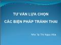 Tư vấn lựa chọn các biện pháp tránh thai