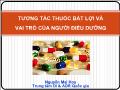 Tương tác thuốc bất lợi và vai trò của người điều dưỡng