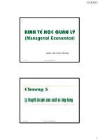 Kinh tế học quản lý - Chương 5: Lý thuyết chi phí sản xuất và ứng dụng