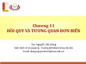 Thống kê ứng dụng - Chương 11: Hồi quy và tương quan đơn biến