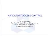 Bài giảng Bảo mật hệ thống thông tin - Chương 3: Điều khiển truy cập bắt buộc (MAC)