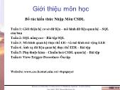 Bài giảng Bổ túc kiến thức Nhập môn cơ sổ dữ liệu (phần 1)