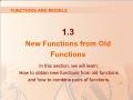 Bài giảng Functions and models - 1.3 New Functions from Old Functions