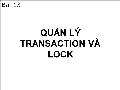 Bài giảng Hệ quản trị cơ sở dữ liệu - Bài 13: Quản lý Transaction và lock