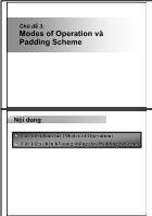 Chủ đề 3: Modes of Operation và Padding Scheme