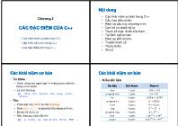 Bài giảng môn Lập trình hướng đối tượng - Chương 2 - Các đặc đểm của C++