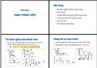 Bài giảng môn Lập trình hướng đối tượng - Chương 4: Hàm thành viên