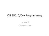 C/c++ programming - Lecture 8: Classes in C++