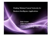 Finding minimal neural networks for business intelligence applications