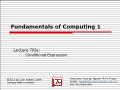 Fundamentals of computing 1 - Lecture title: Conditional expression