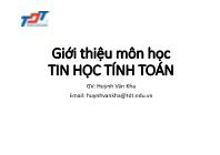 Giới thiệu môn học Tin học tính toán