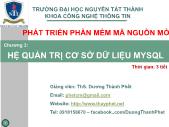 Phát triển phần mềm mã nguồn mở - Chương 3: Hệ quản trị cơ sở dữ liệu mysql