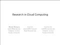 Research in cloud computing