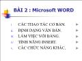 Tin học văn phòng - Bài 2: Microsoft word
